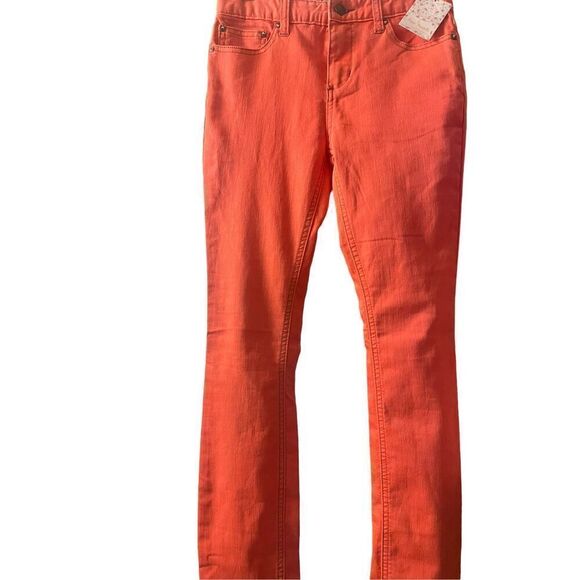 New Free People Women's Tangerine Orange Skinny Leg Cut Jeans Size 25 - Picture 9 of 16